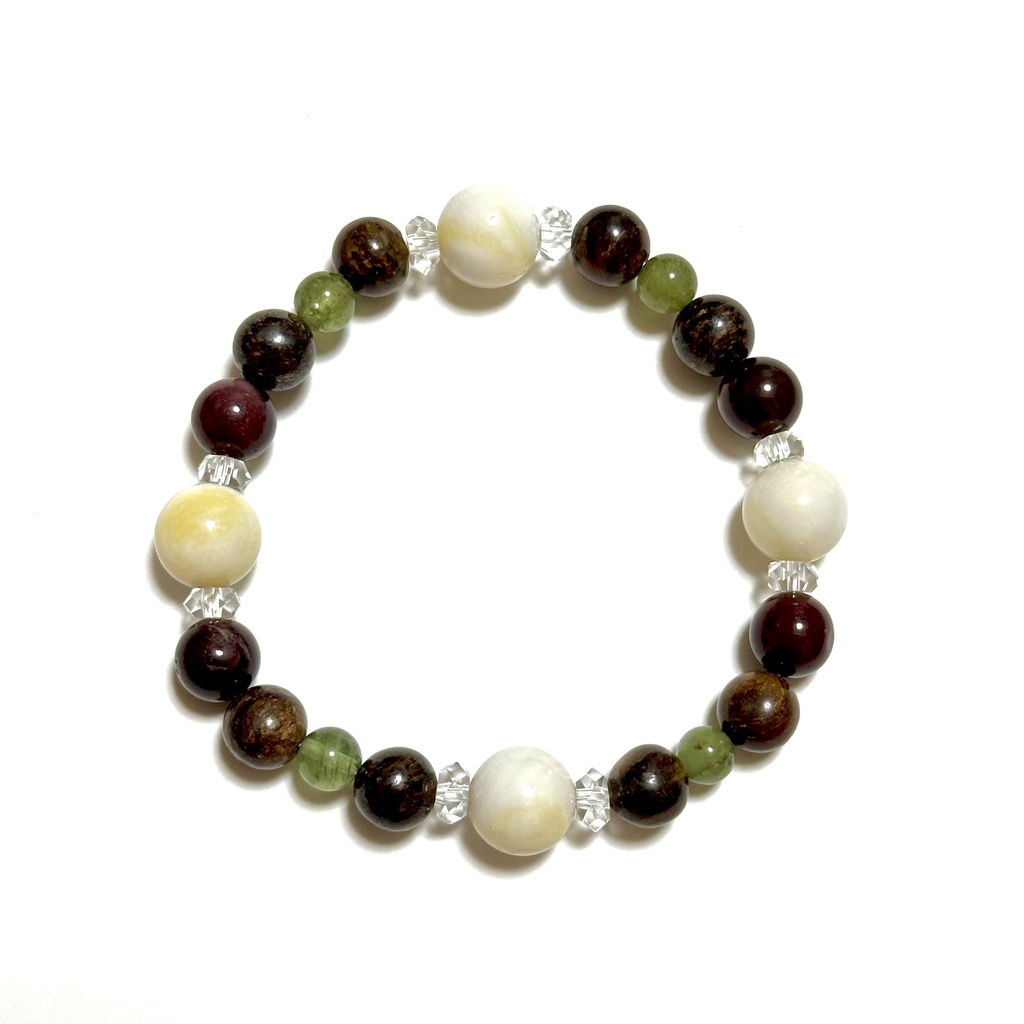 「 コーヒーフロート 」 ✯ ゴールデンシャコガイ ブロンザイト モッカイト グリーンアパタイト / 天然石ブレスレット パワーストーン 天然石アクセサリー