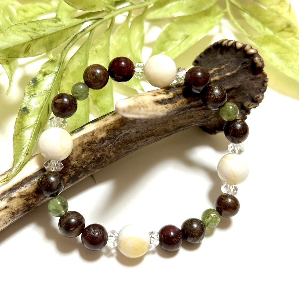 「 コーヒーフロート 」 ✯ ゴールデンシャコガイ ブロンザイト モッカイト グリーンアパタイト / 天然石ブレスレット パワーストーン 天然石アクセサリー
