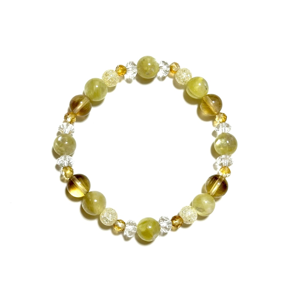 「 稲穂の光 」 ✯ ゴールデンマイカ シトリン フローライト / 天然石ブレスレット パワーストーン 天然石アクセサリー