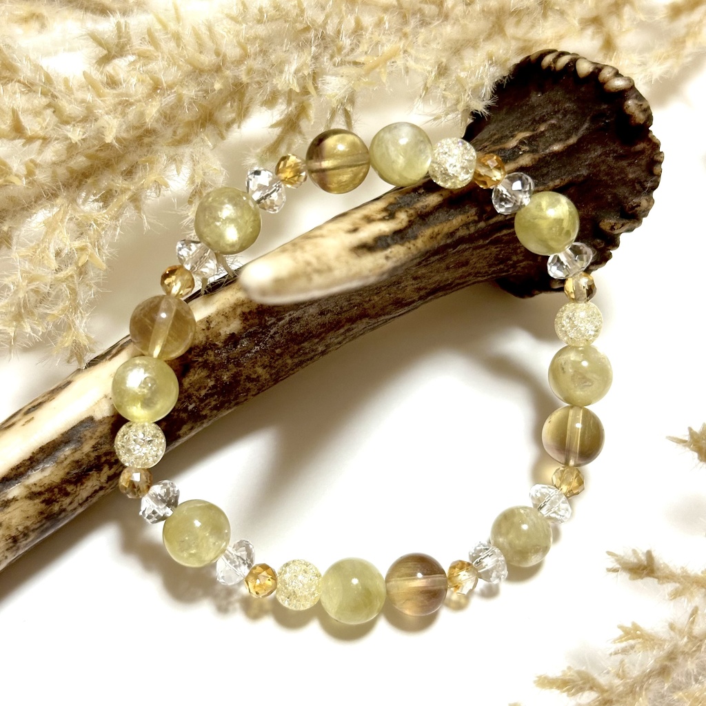 「 稲穂の光 」 ✯ ゴールデンマイカ シトリン フローライト / 天然石ブレスレット パワーストーン 天然石アクセサリー