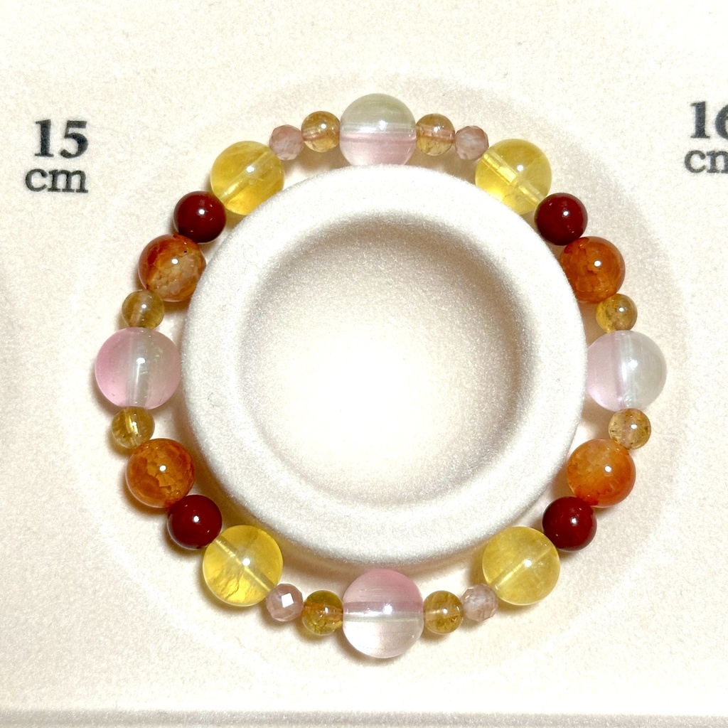 「 夕陽と秋桜 」 ✯ ドラゴンアゲート フローライト トルマリン シナバー アンデシン 瑠璃ガラス / 天然石ブレスレット パワーストーン 天然石アクセサリー