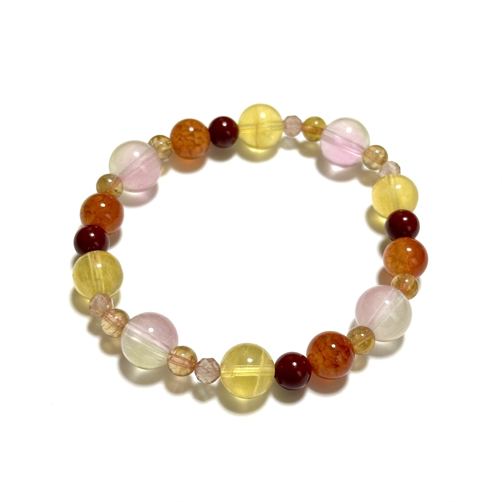 「 夕陽と秋桜 」 ✯ ドラゴンアゲート フローライト トルマリン シナバー アンデシン 瑠璃ガラス / 天然石ブレスレット パワーストーン 天然石アクセサリー