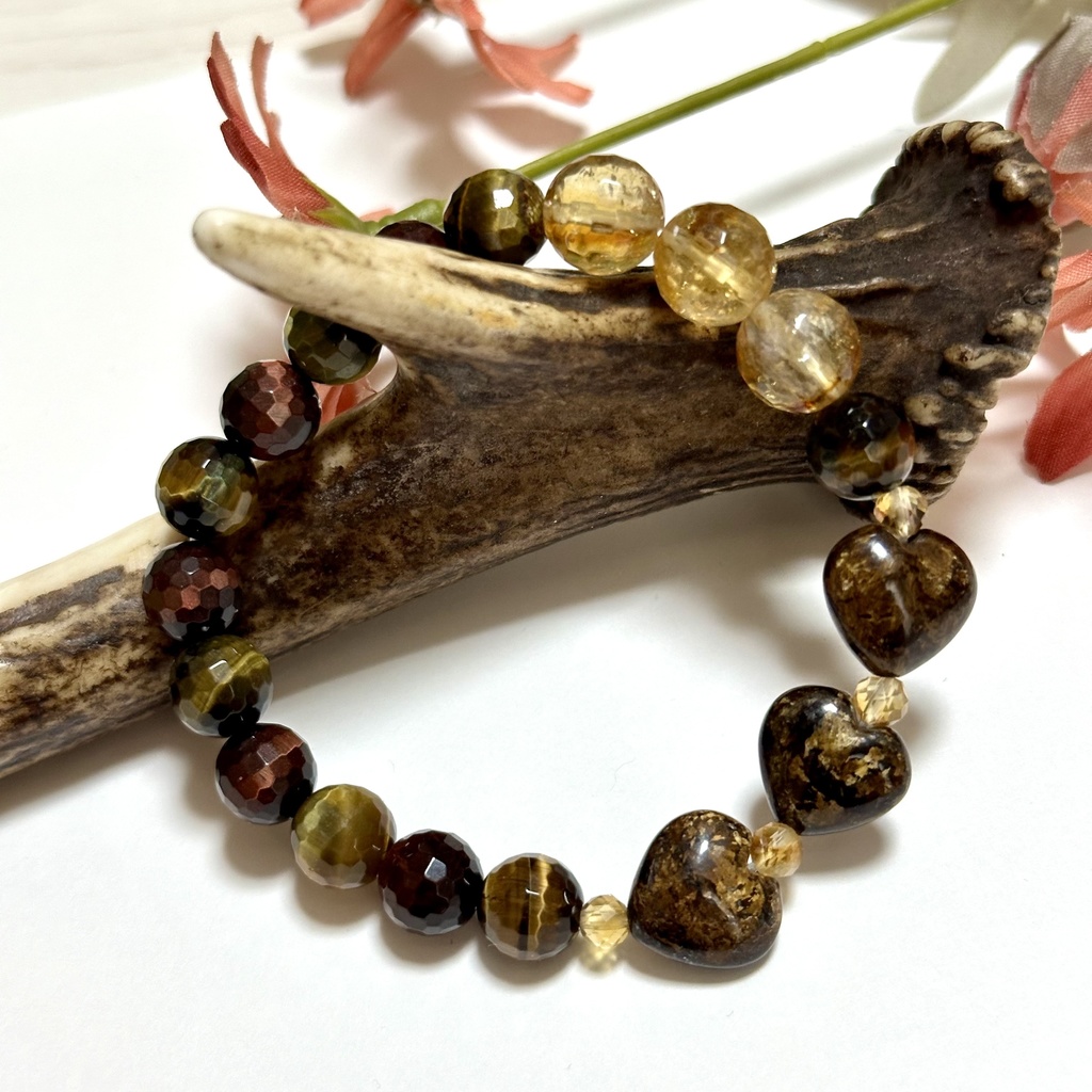 「 秋のときめき 」 ✯ ブロンザイト シトリン タイガーアイ レッドタイガーアイ / 天然石ブレスレット パワーストーン 天然石アクセサリー