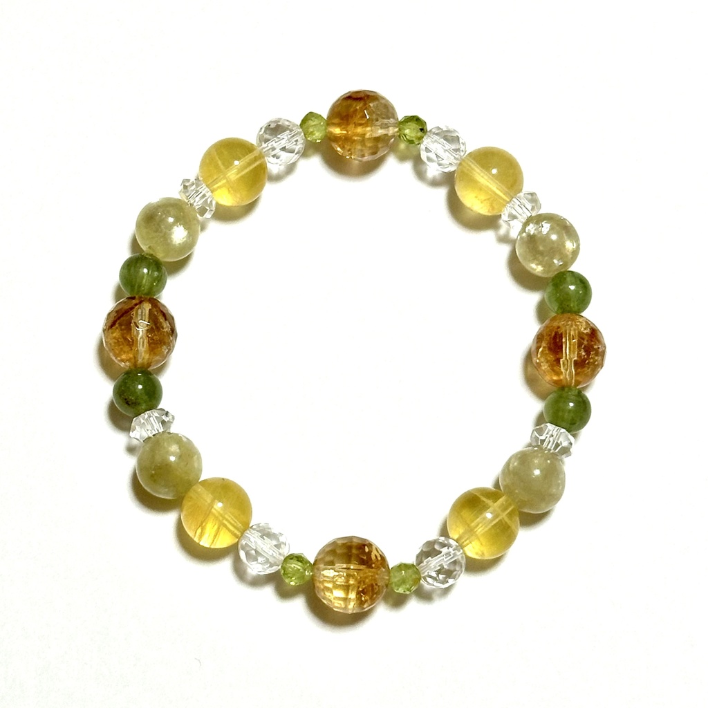 「 ノエルの星 」 ✯ シトリン ペリドット イエローフローライト ゴールデンマイカ グリーンアパタイト/ 天然石ブレスレット パワーストーン 天然石アクセサリー