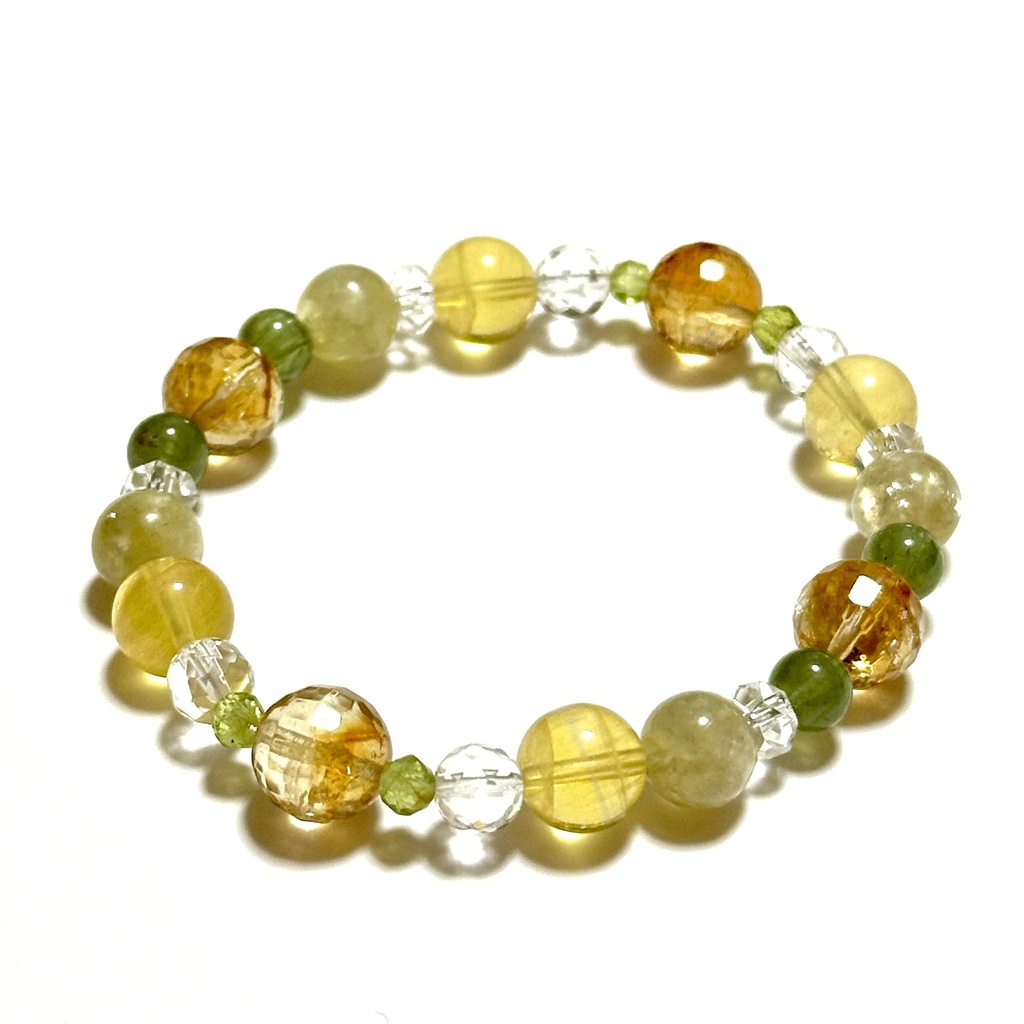 「 ノエルの星 」 ✯ シトリン ペリドット イエローフローライト ゴールデンマイカ グリーンアパタイト/ 天然石ブレスレット パワーストーン 天然石アクセサリー