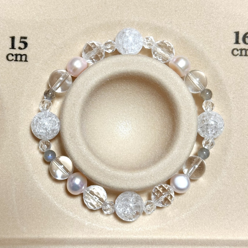 「 snø * 雪 」  ✯ 水晶 淡水パール ラブラドライト/ 天然石ブレスレット パワーストーン 天然石アクセサリー