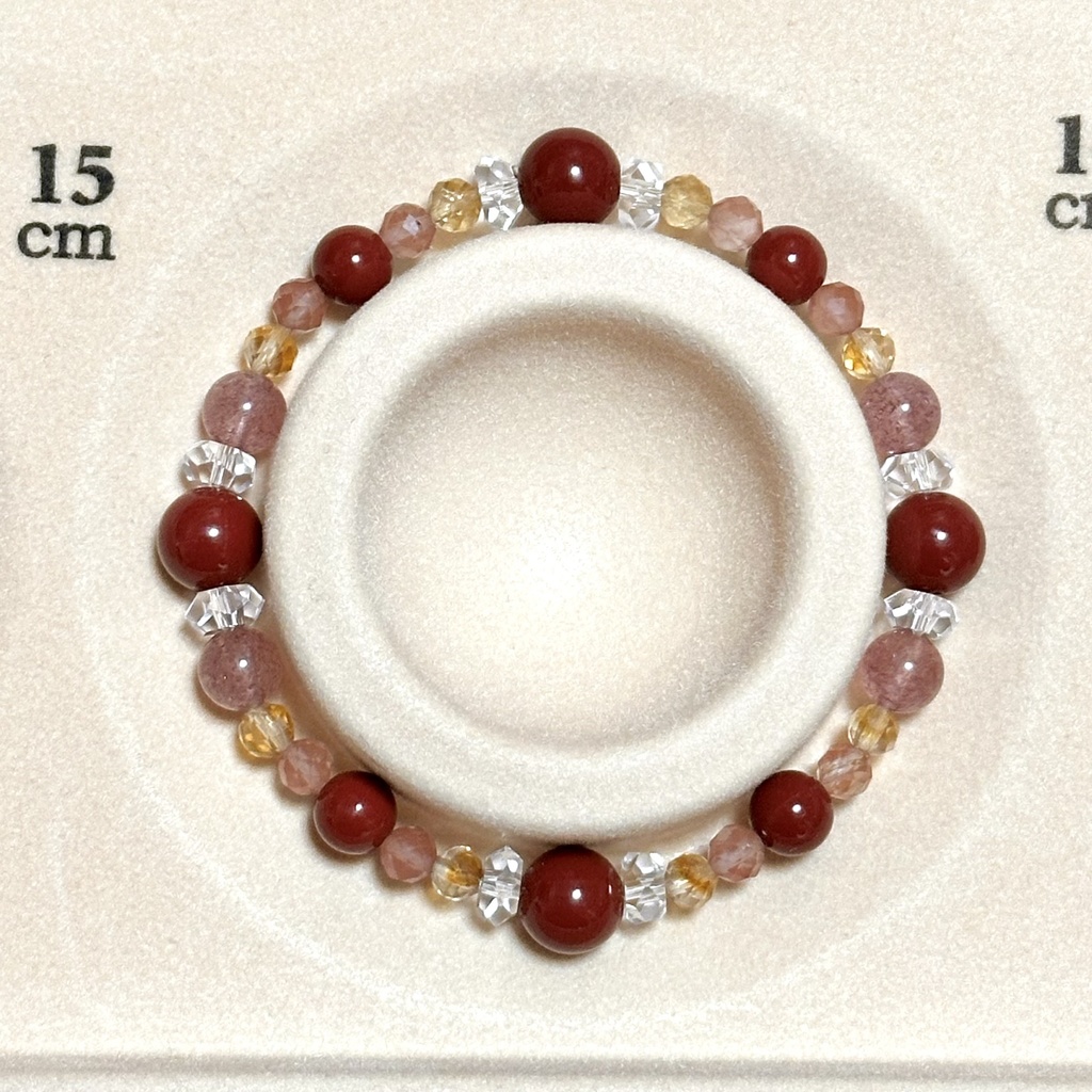 「 紅梅 」 ✯ 辰砂 シトリン アンデシン ストロベリークォーツ / 天然石ブレスレット パワーストーン 天然石アクセサリー