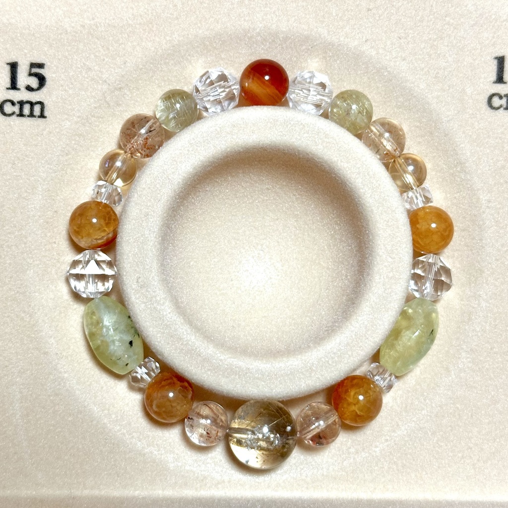 「 夕焼け-星明かり- 」 ✯ ルチルクォーツ フェルドスパーサンストーン プレナイト レッドドラゴンアゲート カーネリアン / 天然石ブレスレット パワーストーン 天然石アクセサリー