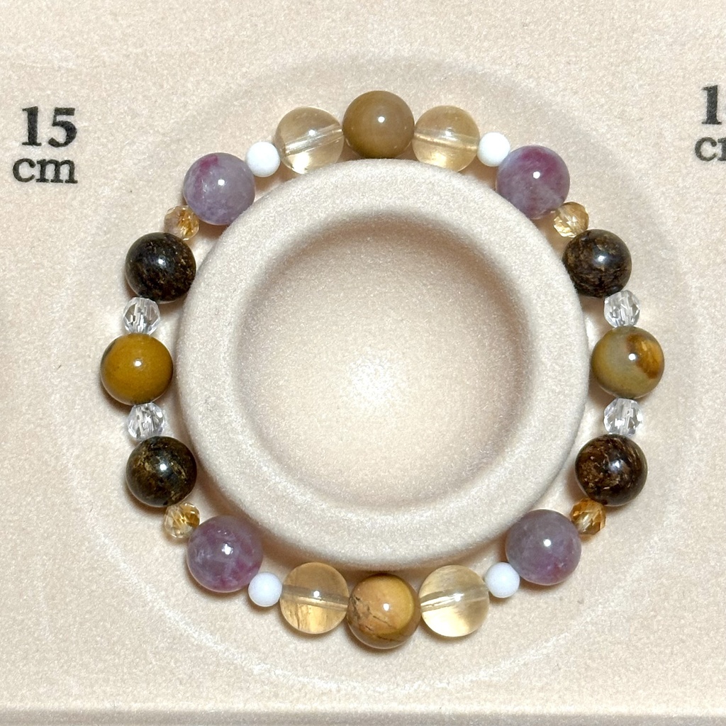 「 ふくふくスズメと梅の花 」 ✯ モッカイト ブロンザイト イエローフローライト レピドライトインピンクトルマリンシリカ / 天然石ブレスレット パワーストーン 天然石アクセサリー