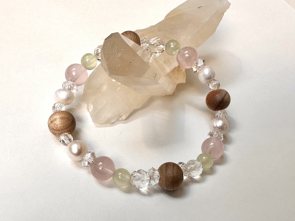 「 桜と芽吹 」 ✯ 和桜 ローズクォーツ 淡水パール プレナイト / 天然石ブレスレット パワーストーン 天然石アクセサリー