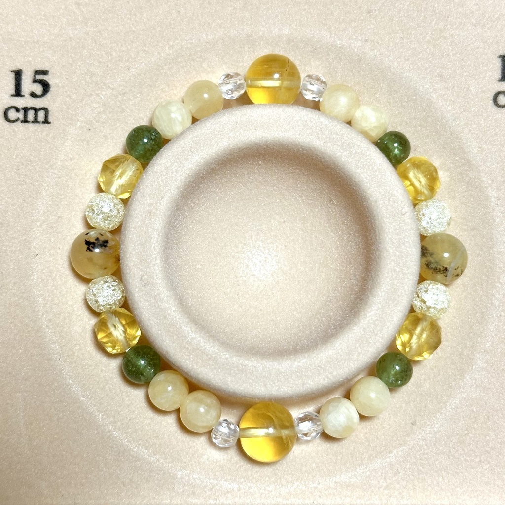 「 微笑むミモザ 」 ✯ イエローフローライト アラゴナイト デンドリティックイエローオパール グリーンアパタイト / 天然石ブレスレット パワーストーン 天然石アクセサリー