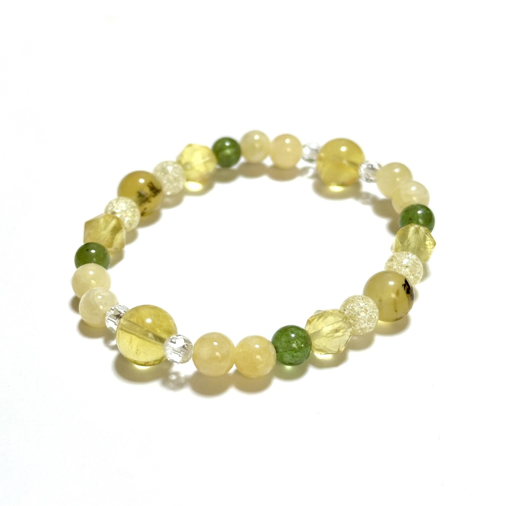 「 微笑むミモザ 」 ✯ イエローフローライト アラゴナイト デンドリティックイエローオパール グリーンアパタイト / 天然石ブレスレット パワーストーン 天然石アクセサリー