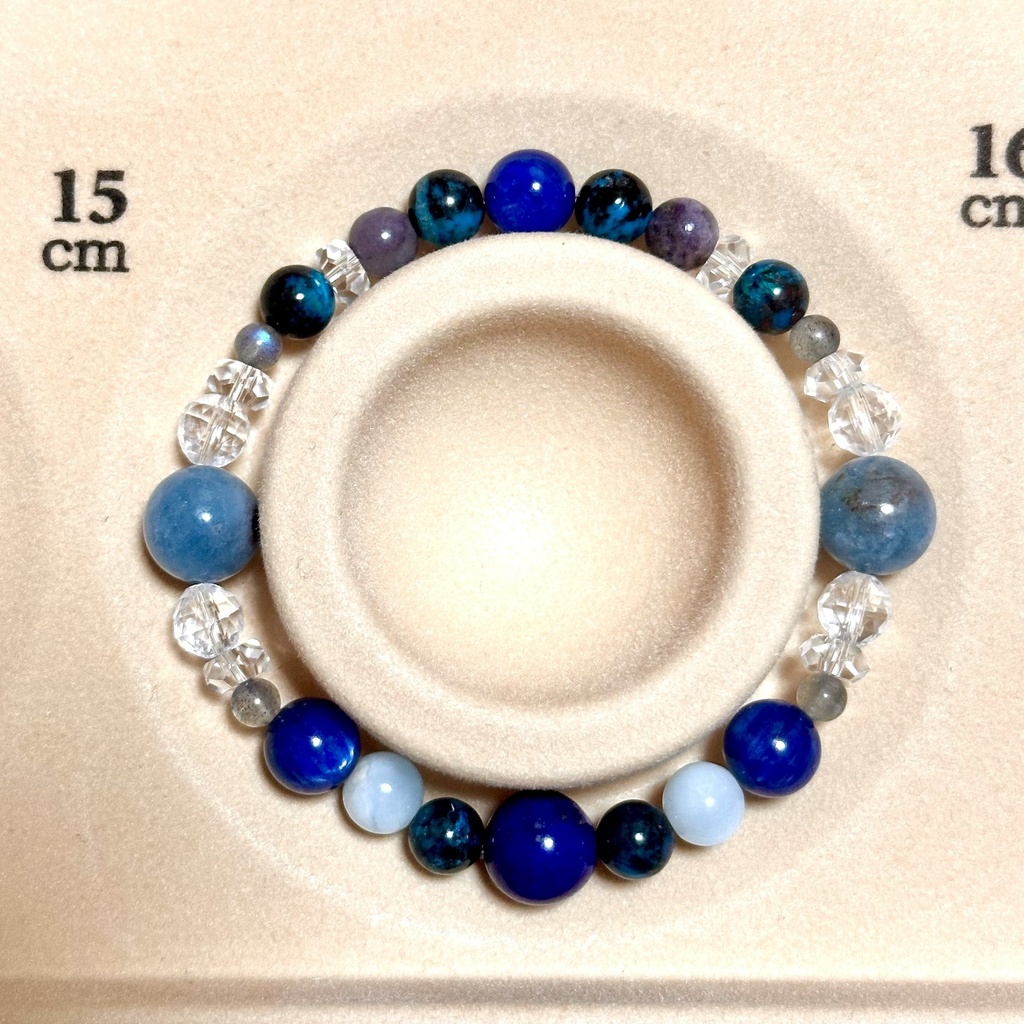 「 遠き青 」 ✯ ラピスラズリ クリソコラ ラリマー カイヤナイト ラブラドライト ヘマタイトインアクアマリン フローライト / 天然石ブレスレット パワーストーン 天然石アクセサリー