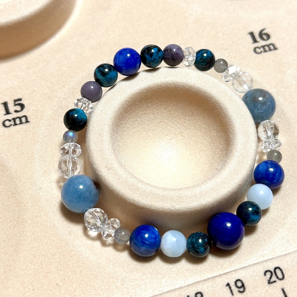 「 遠き青 」 ✯ ラピスラズリ クリソコラ ラリマー カイヤナイト ラブラドライト ヘマタイトインアクアマリン フローライト / 天然石ブレスレット パワーストーン 天然石アクセサリー