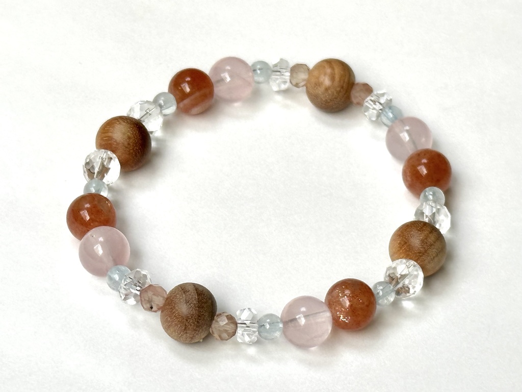 「 あたたかな春の日 」 ✯ 和桜 ローズクォーツ マイカサンストーン アンデシン アクアマリン/ 天然石ブレスレット パワーストーン 天然石アクセサリー