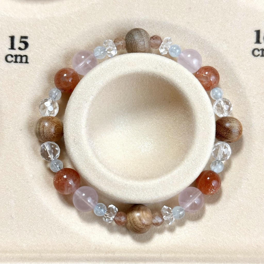 「 あたたかな春の日 」 ✯ 和桜 ローズクォーツ マイカサンストーン アンデシン アクアマリン/ 天然石ブレスレット パワーストーン 天然石アクセサリー