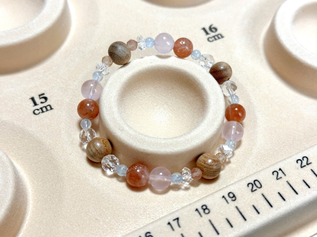 「 あたたかな春の日 」 ✯ 和桜 ローズクォーツ マイカサンストーン アンデシン アクアマリン/ 天然石ブレスレット パワーストーン 天然石アクセサリー