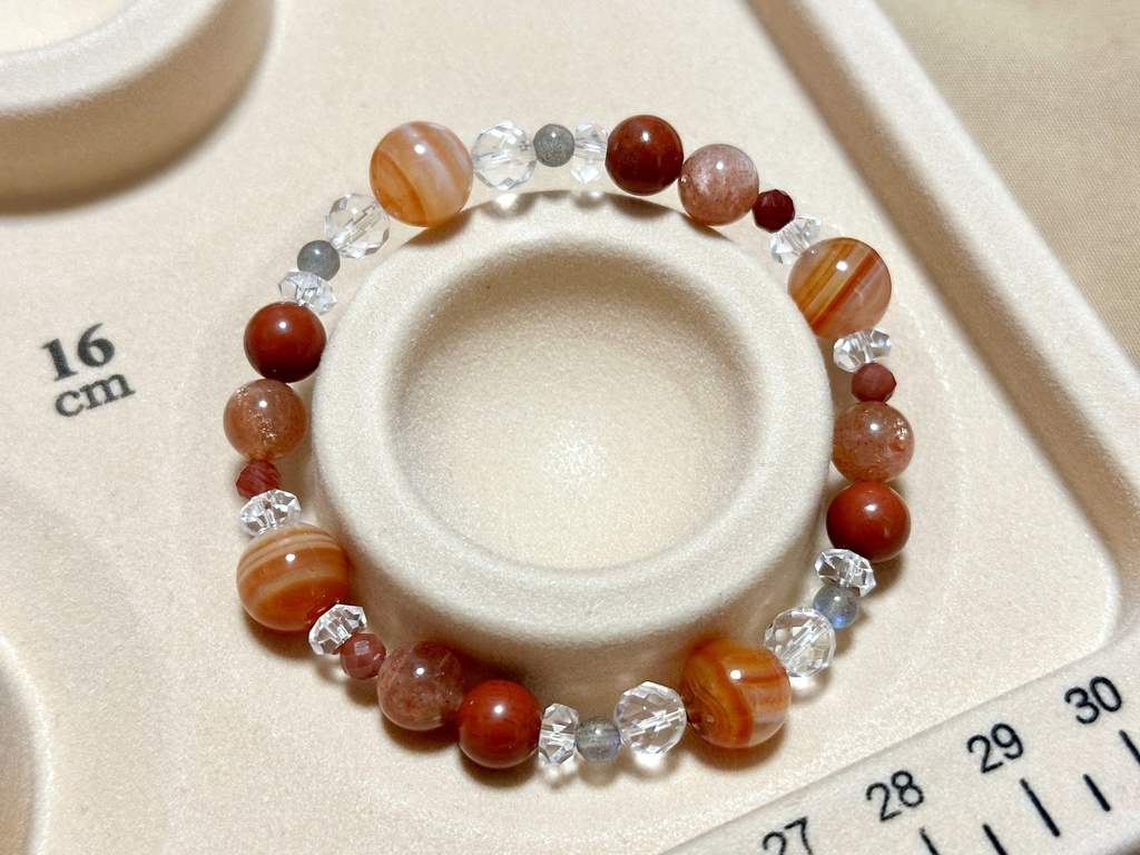 「 茜の羽 」 ✯ サードオニキス ラブラドライト レッドジャスパー マイカサンストーン アンデシン / 天然石ブレスレット パワーストーン 天然石アクセサリー