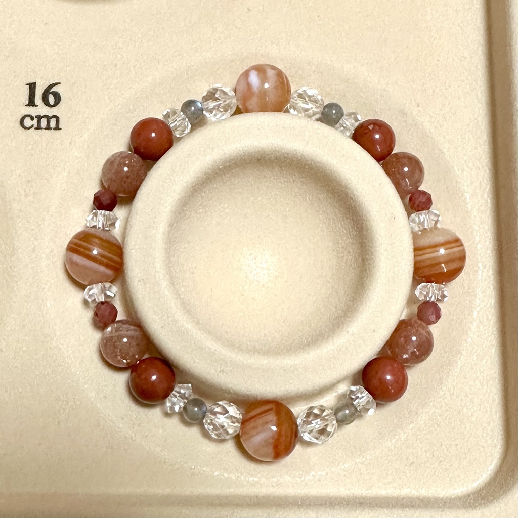 「 茜の羽 」 ✯ サードオニキス ラブラドライト レッドジャスパー マイカサンストーン アンデシン / 天然石ブレスレット パワーストーン 天然石アクセサリー