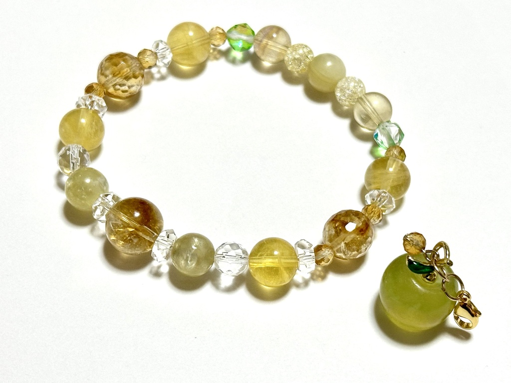 「 蜜りんご 」 ✯ シトリン ゴールデンマイカ イエローフローライト りんご etc/ 天然石ブレスレット パワーストーン 天然石アクセサリー