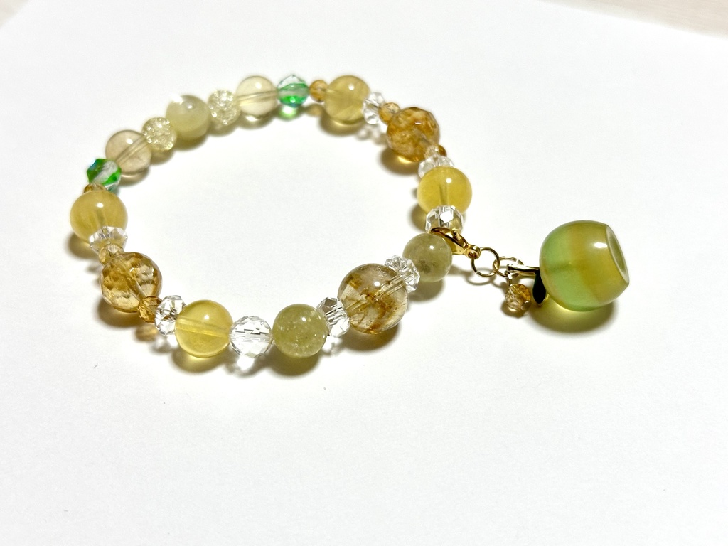 「 蜜りんご 」 ✯ シトリン ゴールデンマイカ イエローフローライト りんご etc/ 天然石ブレスレット パワーストーン 天然石アクセサリー