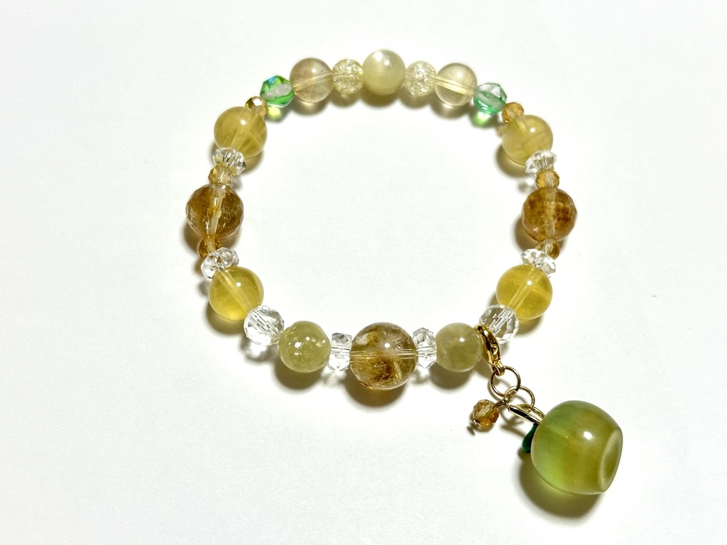 「 蜜りんご 」 ✯ シトリン ゴールデンマイカ イエローフローライト りんご etc/ 天然石ブレスレット パワーストーン 天然石アクセサリー
