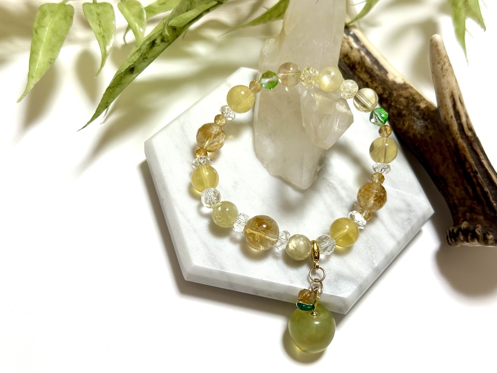 「 蜜りんご 」 ✯ シトリン ゴールデンマイカ イエローフローライト りんご etc/ 天然石ブレスレット パワーストーン 天然石アクセサリー