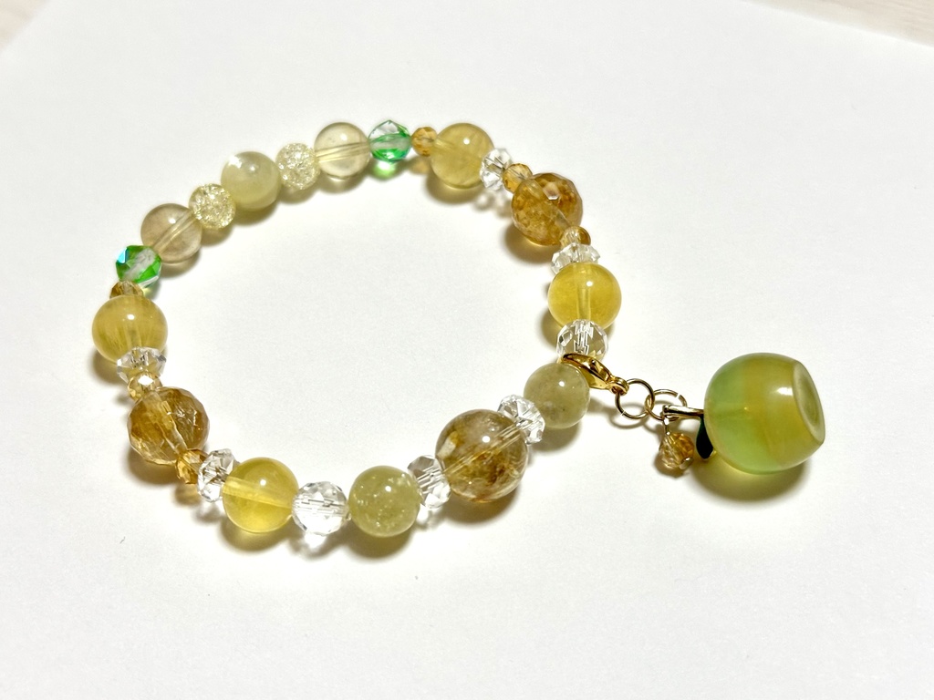 「 蜜りんご 」 ✯ シトリン ゴールデンマイカ イエローフローライト りんご etc/ 天然石ブレスレット パワーストーン 天然石アクセサリー