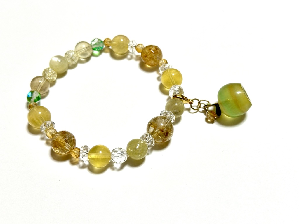 「 蜜りんご 」 ✯ シトリン ゴールデンマイカ イエローフローライト りんご etc/ 天然石ブレスレット パワーストーン 天然石アクセサリー