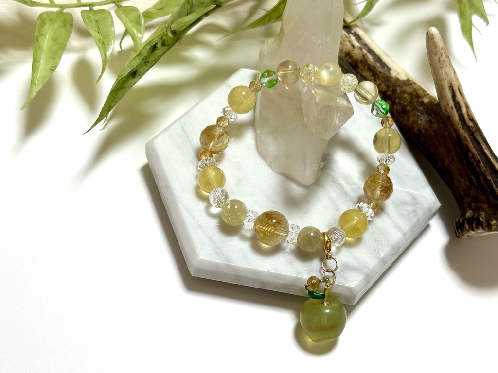 「 蜜りんご 」 ✯ シトリン ゴールデンマイカ イエローフローライト りんご etc/ 天然石ブレスレット パワーストーン 天然石アクセサリー