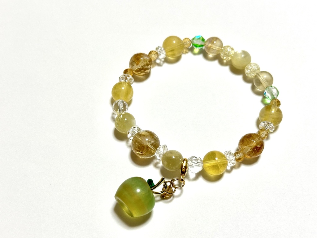 「 蜜りんご 」 ✯ シトリン ゴールデンマイカ イエローフローライト りんご etc/ 天然石ブレスレット パワーストーン 天然石アクセサリー
