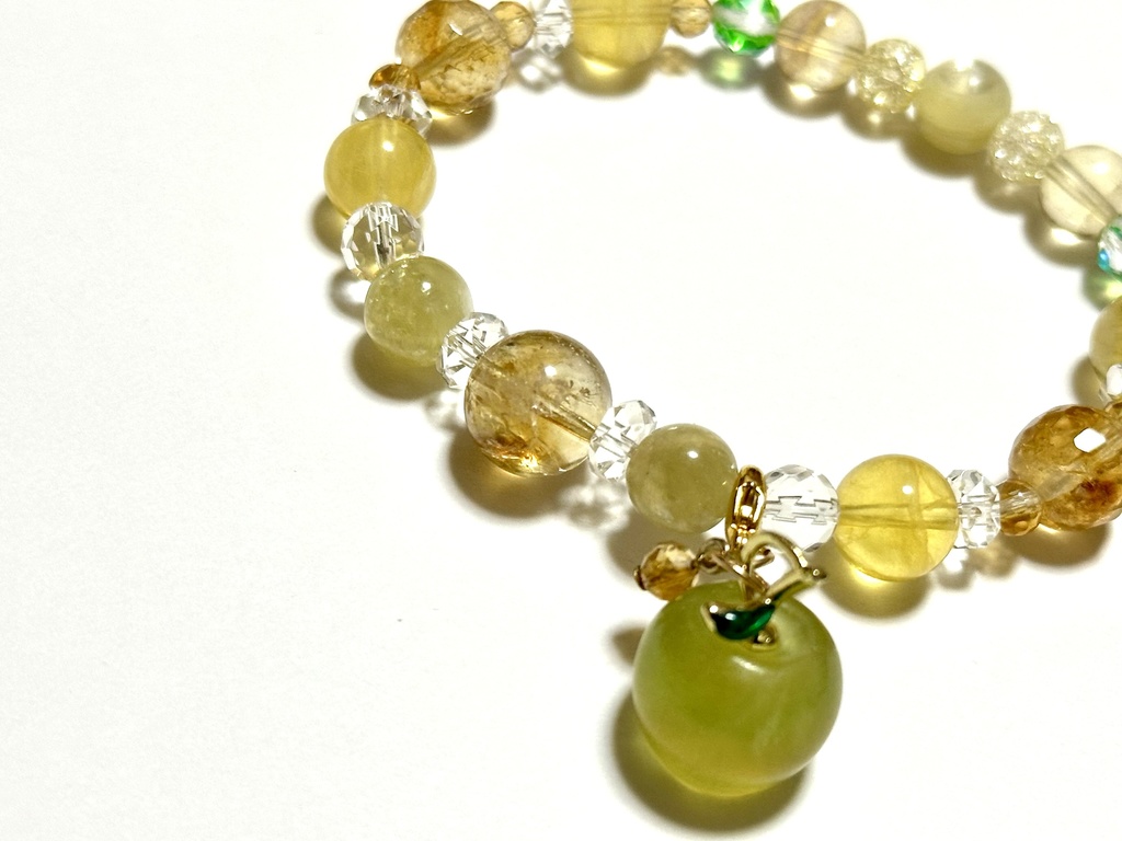 「 蜜りんご 」 ✯ シトリン ゴールデンマイカ イエローフローライト りんご etc/ 天然石ブレスレット パワーストーン 天然石アクセサリー