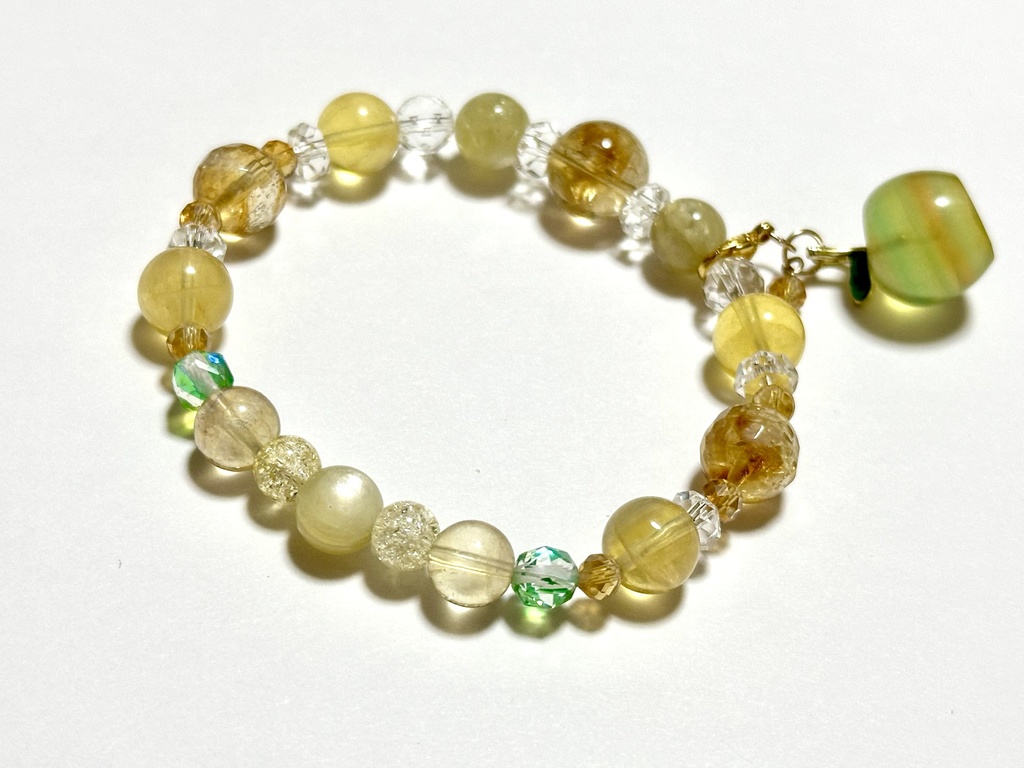 「 蜜りんご 」 ✯ シトリン ゴールデンマイカ イエローフローライト りんご etc/ 天然石ブレスレット パワーストーン 天然石アクセサリー