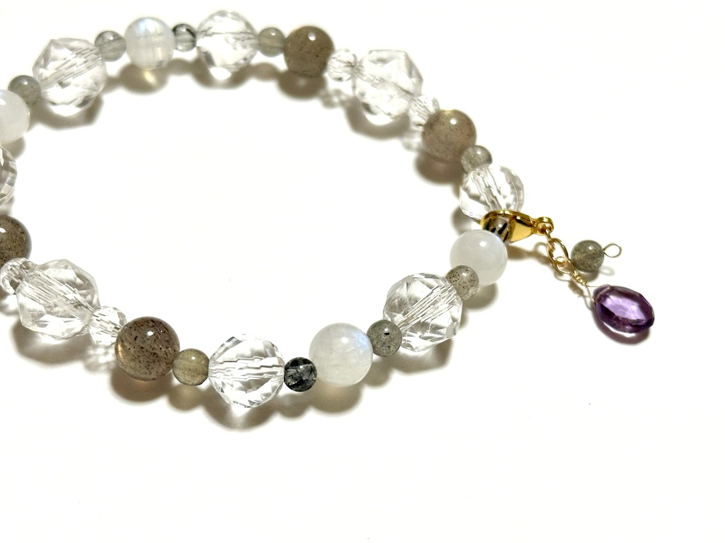 「 夜に溶ける星 」  ✯ 水晶 ラブラドライト ムーンストーン ブラックトルマリンインクォーツ etc/ 天然石ブレスレット パワーストーン 天然石アクセサリー