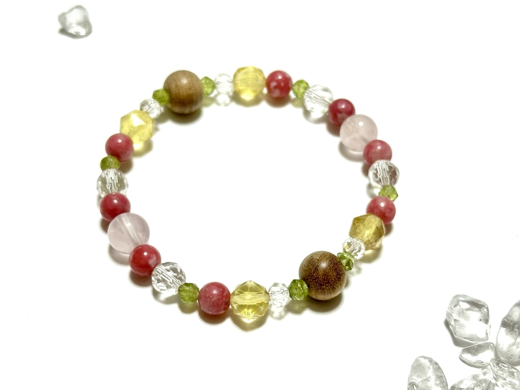 「 百日紅 」 ✯ 和桜 チューライト ペリドット フローライト ローズクォーツetc/ 天然石ブレスレット パワーストーン 天然石アクセサリー