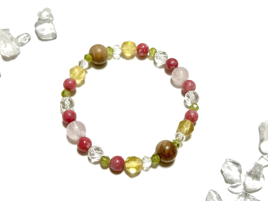 「 百日紅 」 ✯ 和桜 チューライト ペリドット フローライト ローズクォーツetc/ 天然石ブレスレット パワーストーン 天然石アクセサリー