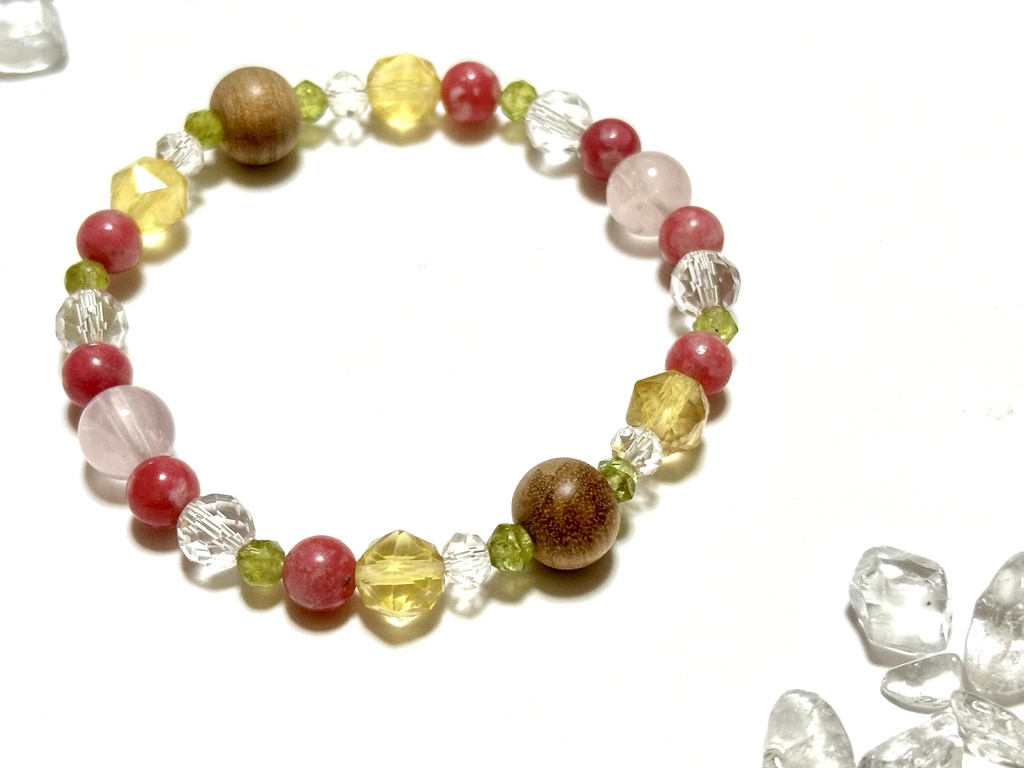 「 百日紅 」 ✯ 和桜 チューライト ペリドット フローライト ローズクォーツetc/ 天然石ブレスレット パワーストーン 天然石アクセサリー