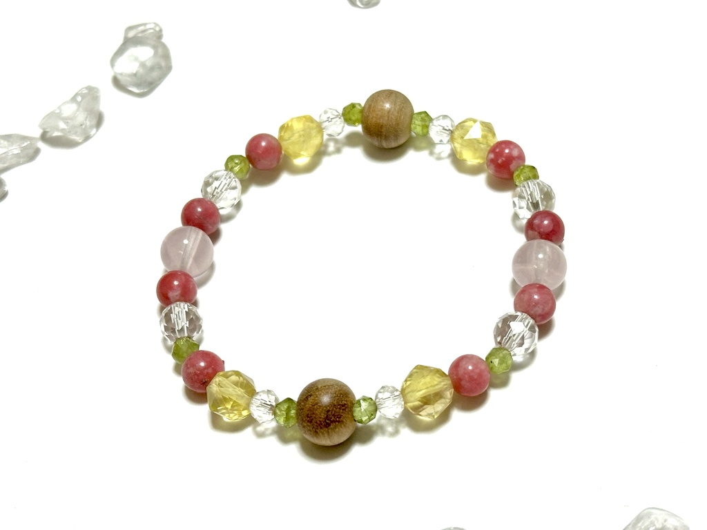 「 百日紅 」 ✯ 和桜 チューライト ペリドット フローライト ローズクォーツetc/ 天然石ブレスレット パワーストーン 天然石アクセサリー