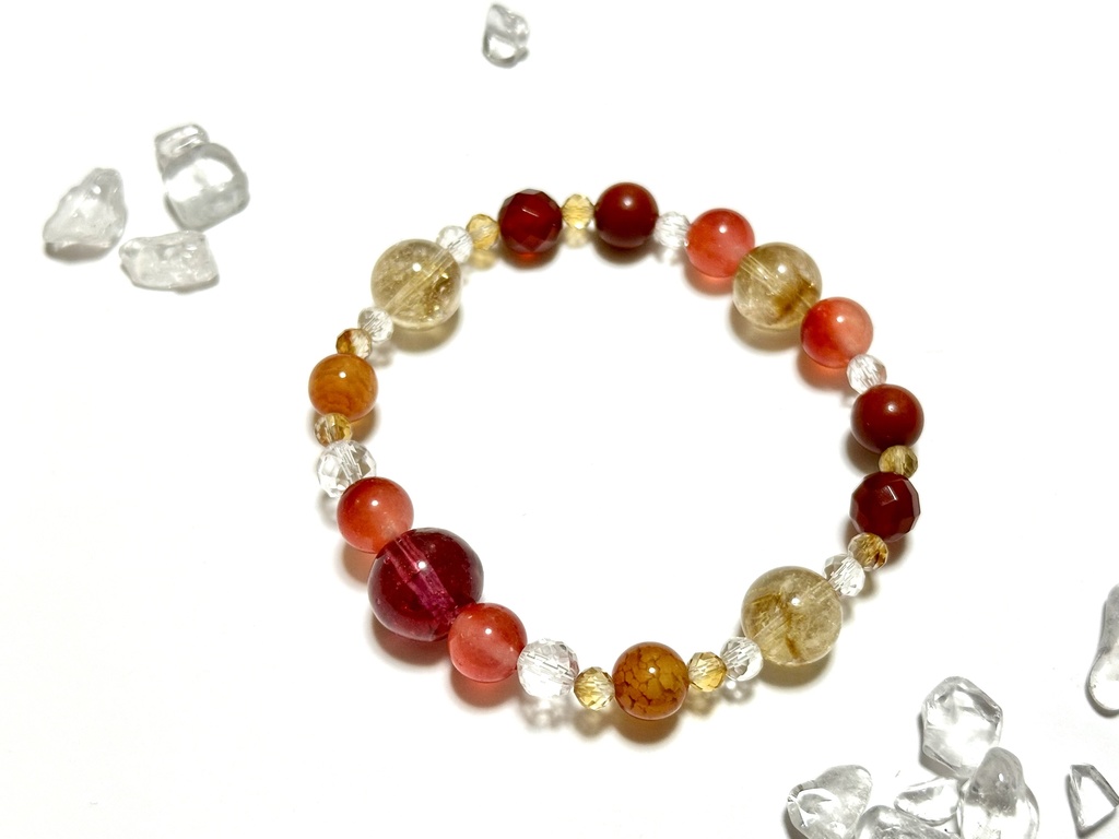「 りんご飴 」 ✯ 星明かりオリジナルレジン玉 レッドキャンディジェイド シトリン ジャスパー レッドアゲートetc/ 天然石ブレスレット パワーストーン 天然石アクセサリー