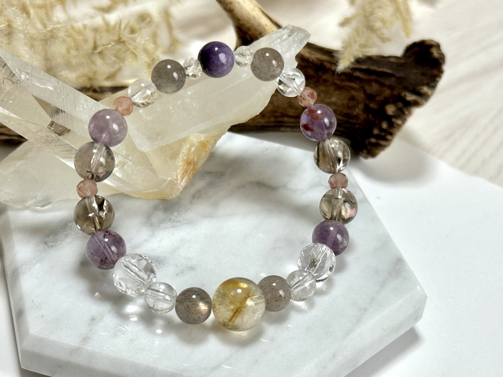 「 夕暮れと秋風 」 ✯ ファントムシトリン ラブラドライト アイリスクォーツ アイリススモーキークォーツ チャロアイトetc/ 天然石ブレスレット パワーストーン 天然石アクセサリー