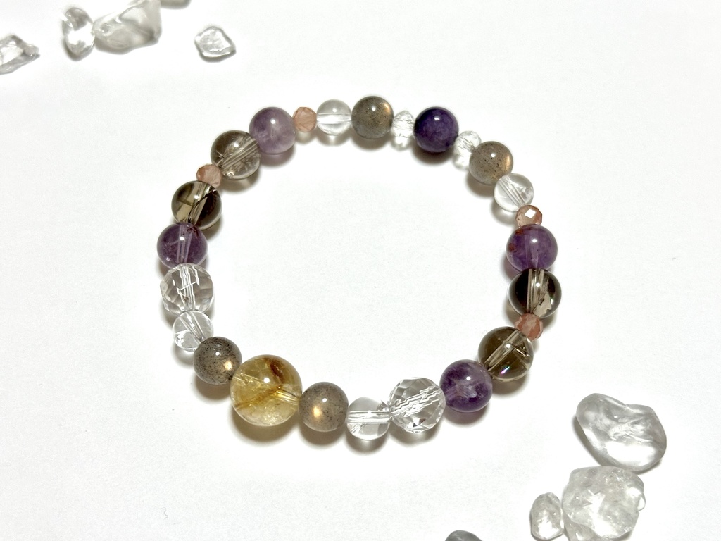 「 夕暮れと秋風 」 ✯ ファントムシトリン ラブラドライト アイリスクォーツ アイリススモーキークォーツ チャロアイトetc/ 天然石ブレスレット パワーストーン 天然石アクセサリー