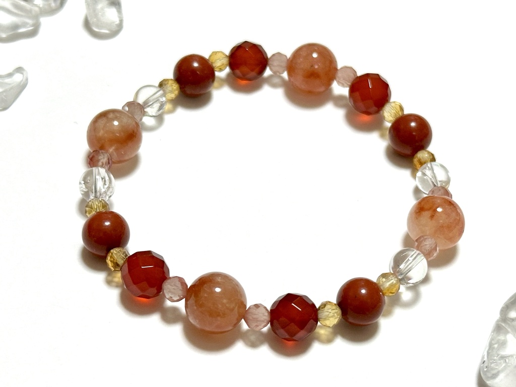 「 涼風紅葉(すずかぜもみじ) 」 ✯ ルチルクォーツ アンデシン レッドアゲート ジャスパー アイリスクォーツ シトリン / 天然石ブレスレット パワーストーン 天然石アクセサリー