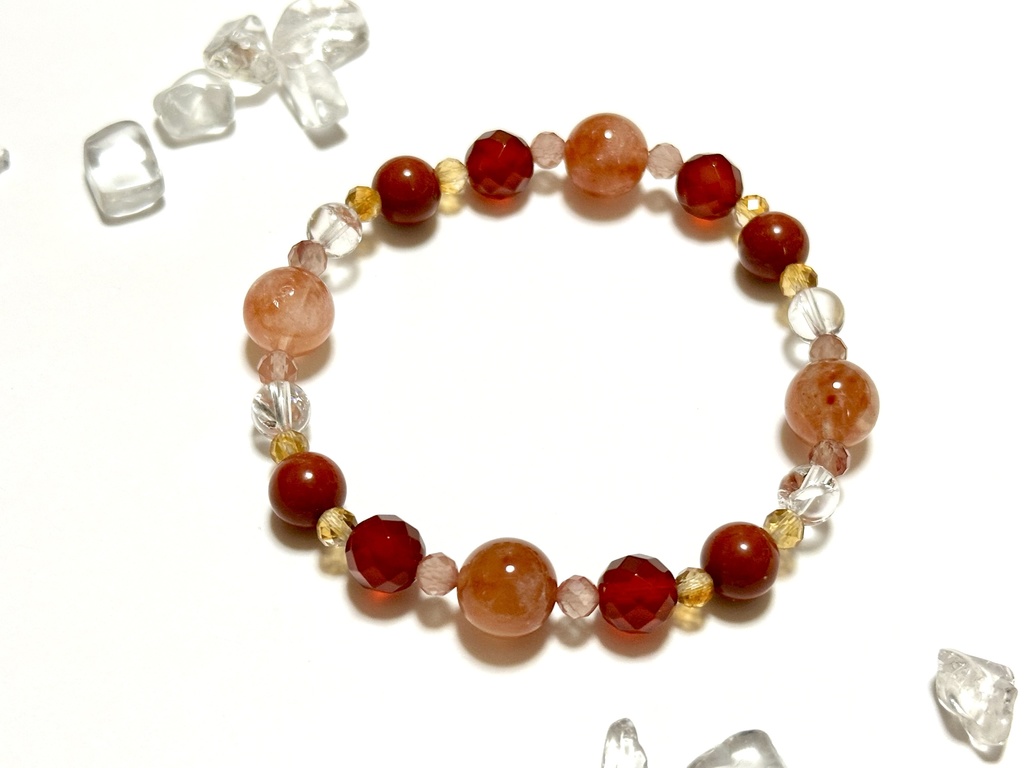 「 涼風紅葉(すずかぜもみじ) 」 ✯ ルチルクォーツ アンデシン レッドアゲート ジャスパー アイリスクォーツ シトリン / 天然石ブレスレット パワーストーン 天然石アクセサリー