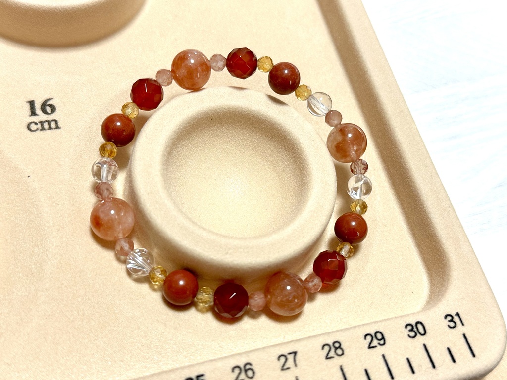 「 涼風紅葉(すずかぜもみじ) 」 ✯ ルチルクォーツ アンデシン レッドアゲート ジャスパー アイリスクォーツ シトリン / 天然石ブレスレット パワーストーン 天然石アクセサリー