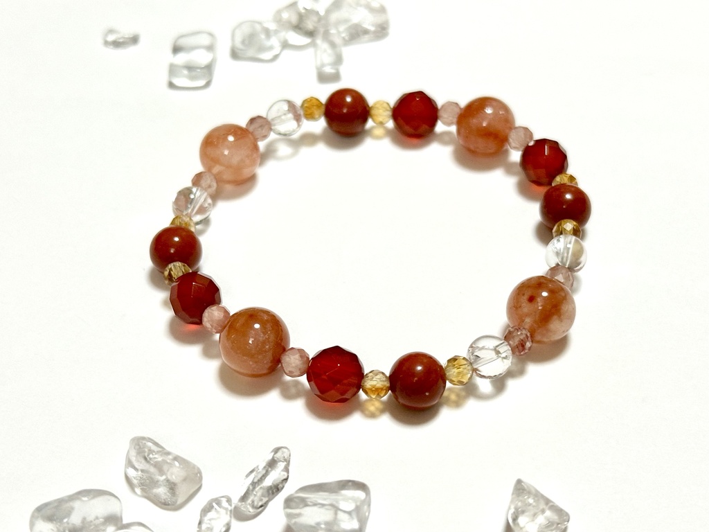 「 涼風紅葉(すずかぜもみじ) 」 ✯ ルチルクォーツ アンデシン レッドアゲート ジャスパー アイリスクォーツ シトリン / 天然石ブレスレット パワーストーン 天然石アクセサリー