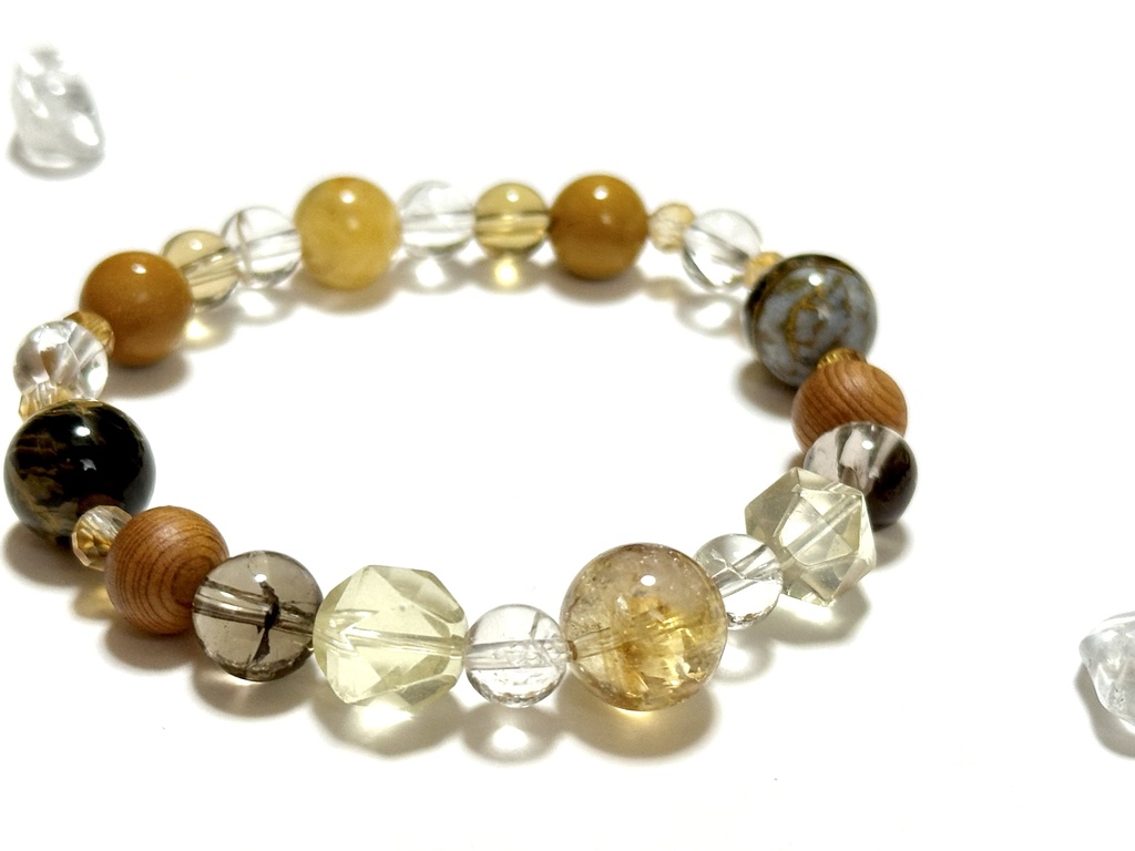 「 銀杏乱舞(いちょうらんぶ) 」 ✯ シトリン ボルダーオパール アイリス 天然無着色シトリン 屋久杉 ハニーアンバー etc/ 天然石ブレスレット パワーストーン 天然石アクセサリー
