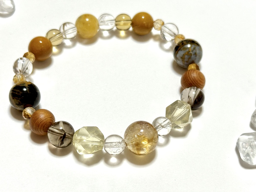 「 銀杏乱舞(いちょうらんぶ) 」 ✯ シトリン ボルダーオパール アイリス 天然無着色シトリン 屋久杉 ハニーアンバー etc/ 天然石ブレスレット パワーストーン 天然石アクセサリー