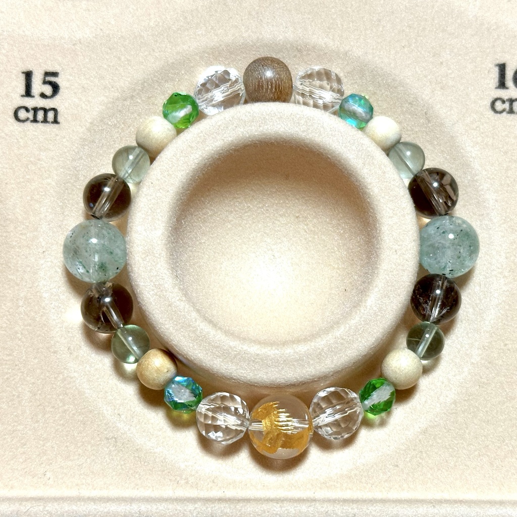 「 風渡る馬 」 ✯ 干支 午 金彫水晶 グリーンフローライト スモーキーアイリスクォーツ フックサイトインクォーツetc / 天然石ブレスレット パワーストーン 天然石アクセサリー