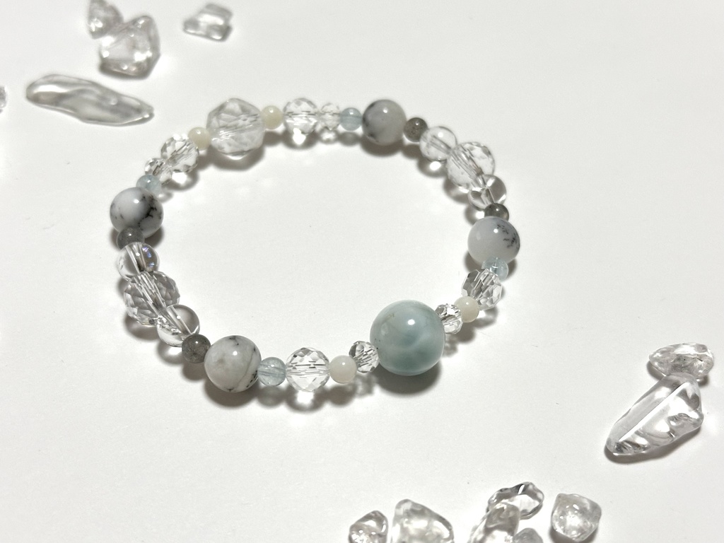 「 雪の溶ける音 」 ✯ ラリマー デンドリティックオパール アイリスクォーツ アクアマリン ラブラドライト etc / 天然石ブレスレット パワーストーン 天然石アクセサリー