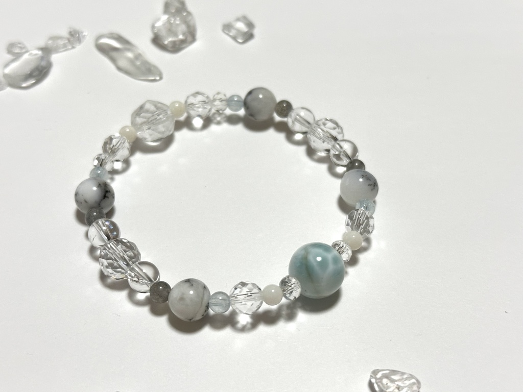 「 雪の溶ける音 」 ✯ ラリマー デンドリティックオパール アイリスクォーツ アクアマリン ラブラドライト etc / 天然石ブレスレット パワーストーン 天然石アクセサリー